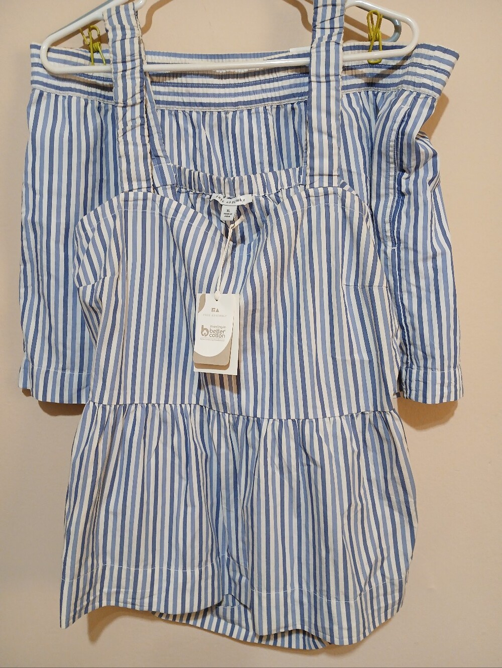 Blue and White Striped Women's Tank Top